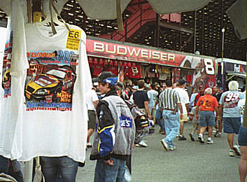 Dale Earnhardt's souvenir stand in background, NHIS T shirt
        in foreground
