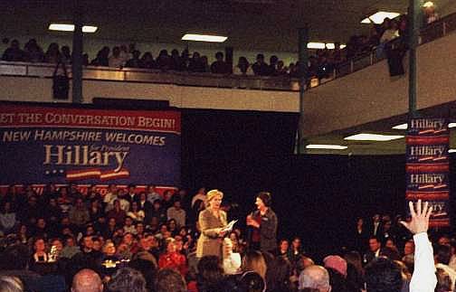 Hillary Clinton with State Sen. Iris Estabrook; Dover NH