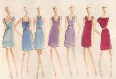 Jenna bush's bridal party dresses: sketch by Lela Rose